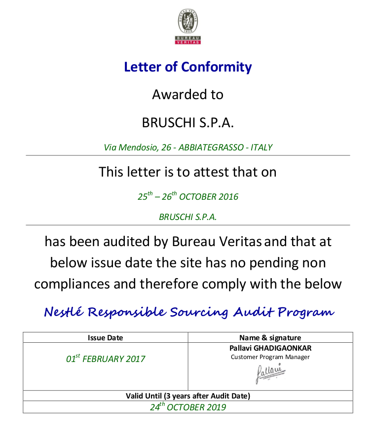 RSA letter of Conformity_BRUSCHI_S.P.A