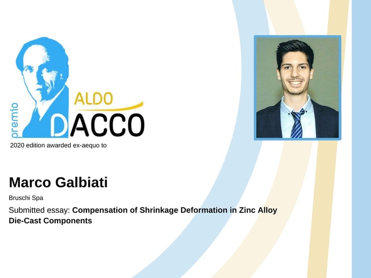 Marco Galbiati awarded with the 2020 Aldo Daccò Prize